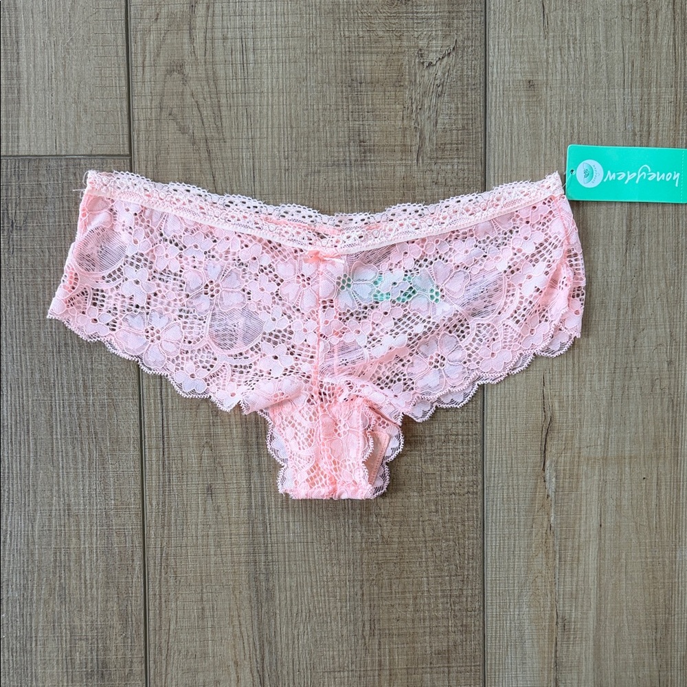 Honeydew Lace Hipster Cheeky Panty in Soft Orange pink size small new with tags